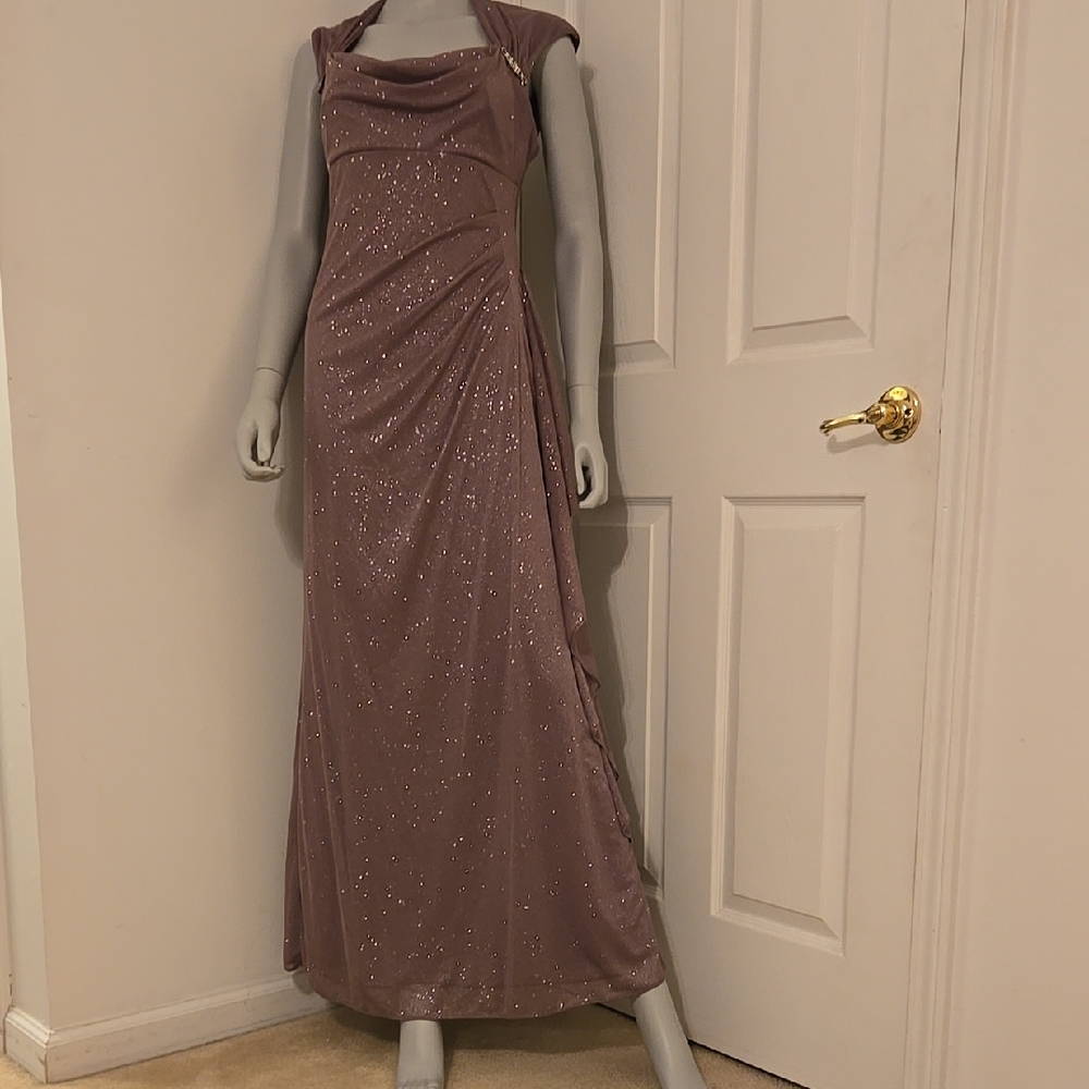 R + M Richards Elegant Purple Sparkle Formal Maxi Gown Size 8